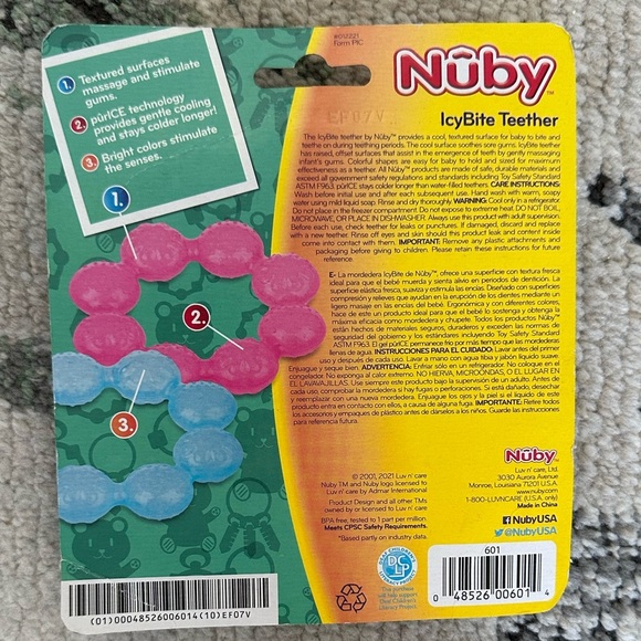 New Nuby Soother Ring Teether Pink Icy Bite Baby Girl Teether 3 months+ - Picture 5 of 5